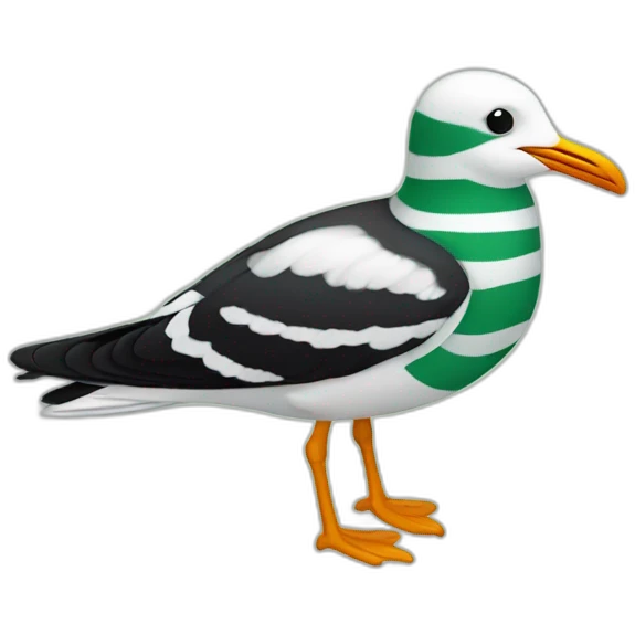 Black and green striped seagull emoji