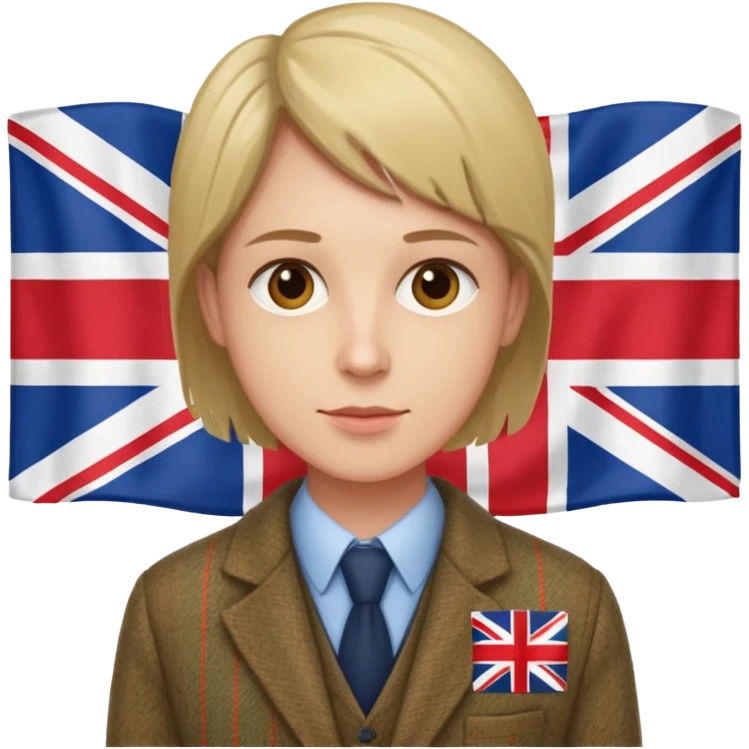 an English writer/playwriter with an UK flag in tha background emoji