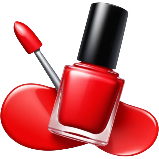 red nail polish, glossy finish, bright and saturated red, smooth gradient, minimal details, clean and shiny emoji