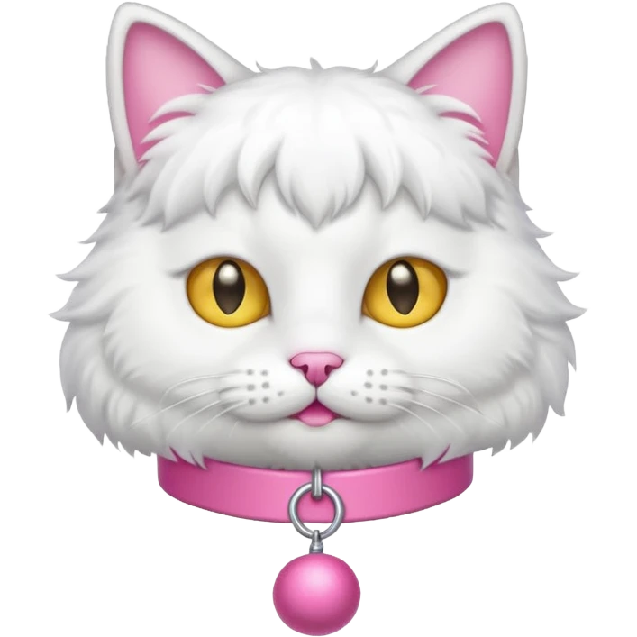 neko with bell pink coller white cat emoji