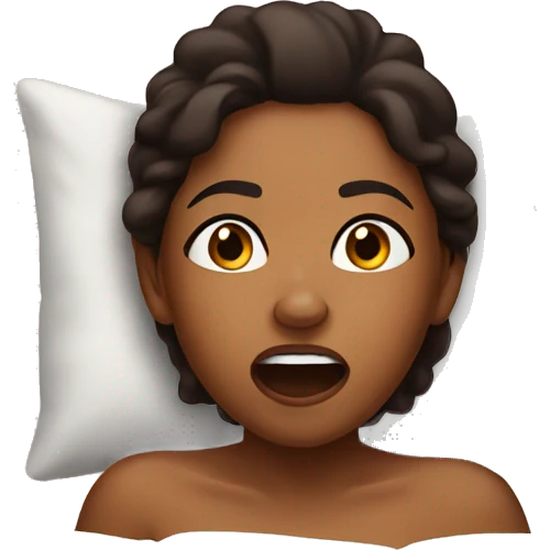 Brown girl in bed yelling emoji