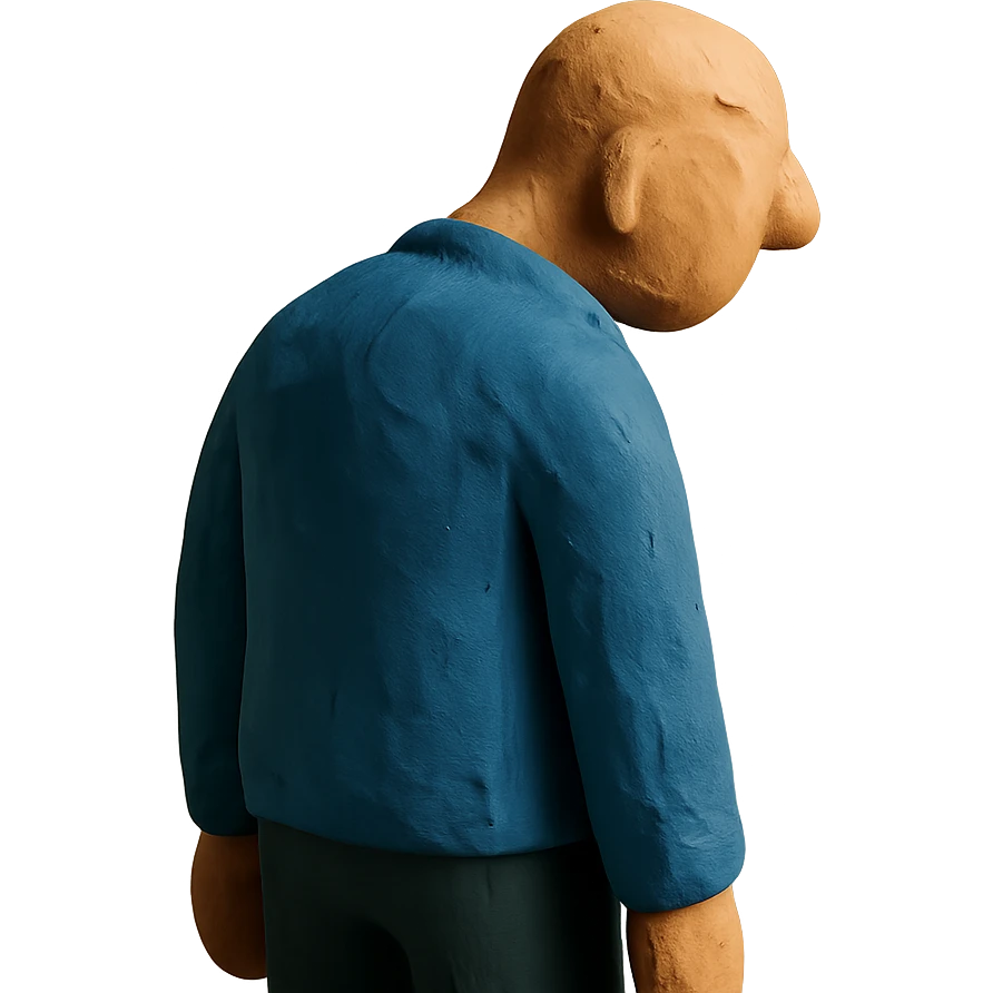 figure with exaggeratedly sloped shoulders, looking away, to represent shirking responsibility emoji