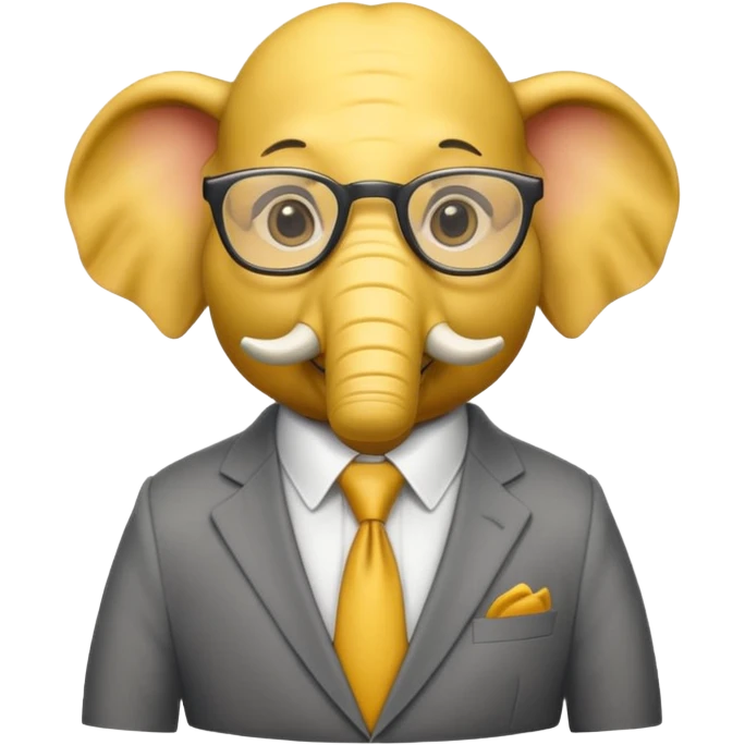 yellow elephant in a suit and glasses emoji