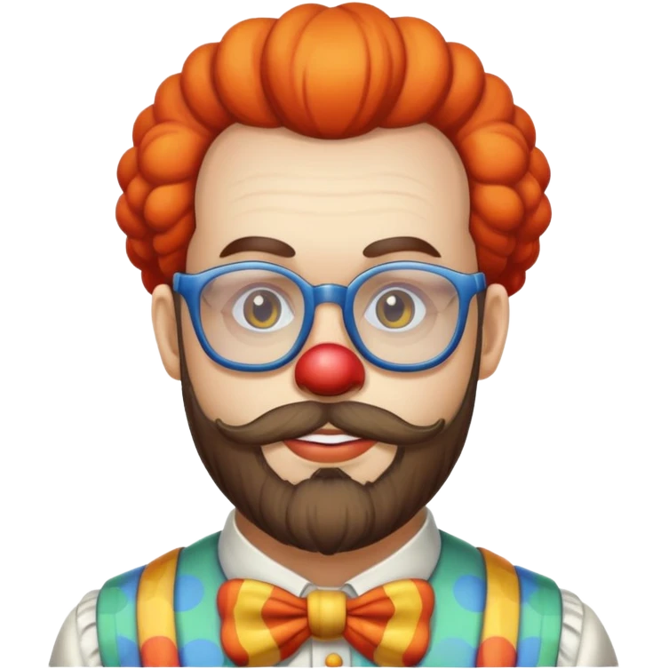 Clown with a beard and rectangular glasses emoji