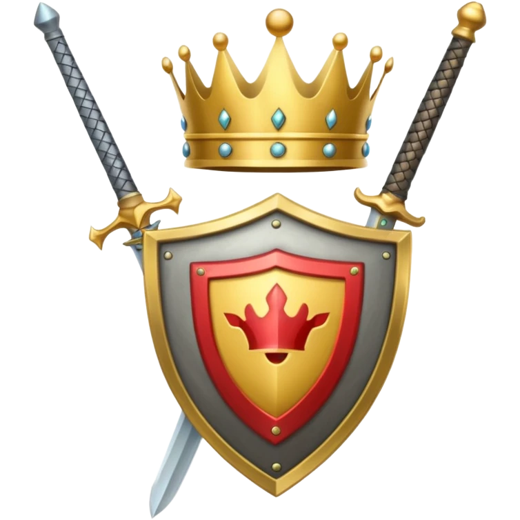 Powerful emoji with only sword, shield and crown emoji