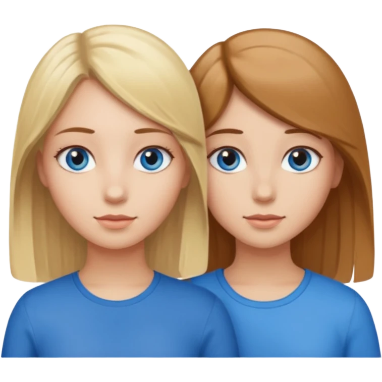 Two girls one with blond hair and one with brown hair both blue eyes saying six seven  emoji