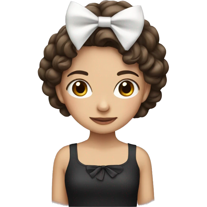 brunette girl with white bow emoji