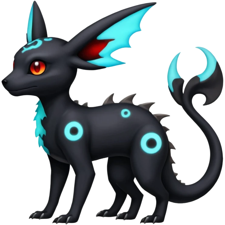 Nebulae Gothic Spooky Umbreon-Salandit-Cubone-Duskull-Noibat-Fakémon-hybrid-creature (full body)  emoji