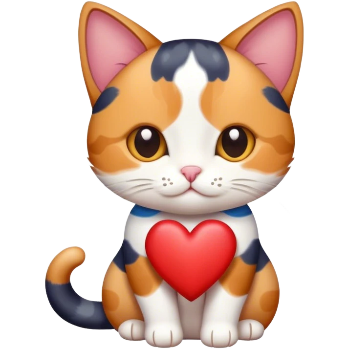 Tricolor cat with heart emoji