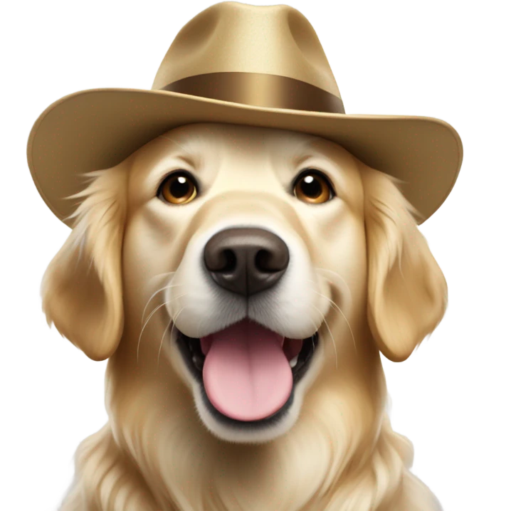 Golden retriver blanc avec chapeau de   d’anniversaire emoji