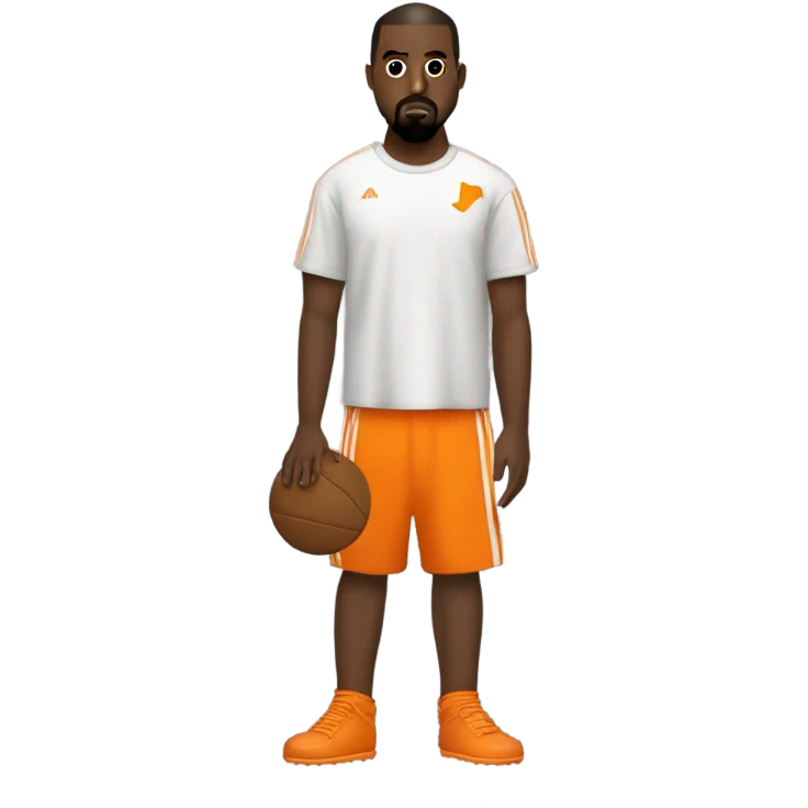 kanye west vestido Con una polera naranja que tenga un zorro y sea una polera de fútbol emoji