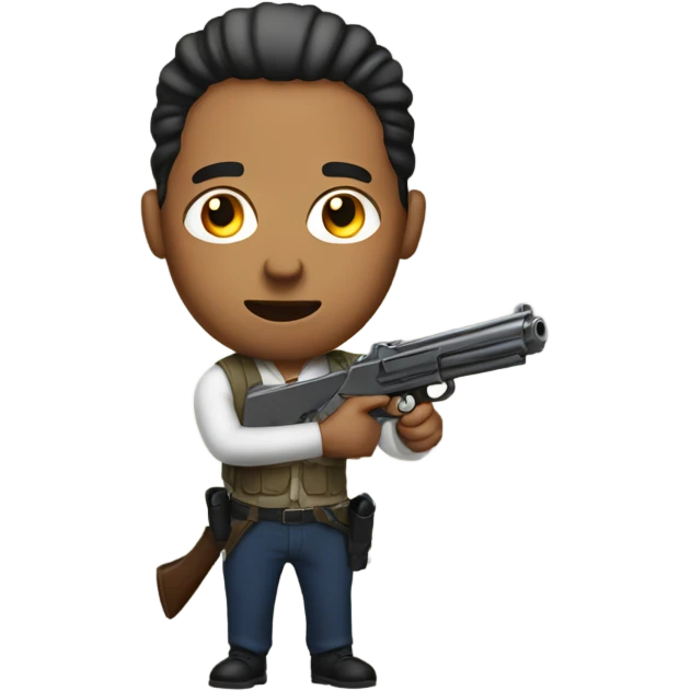Man with bun holding a gun emoji