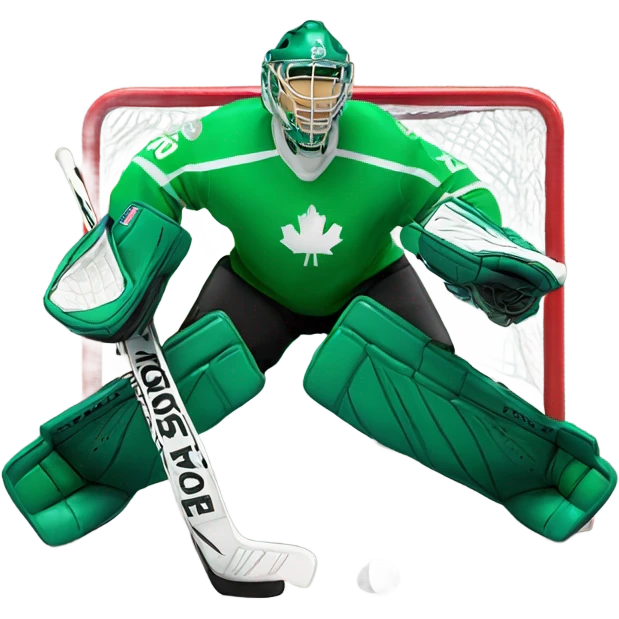 Hockey goalie wearing green jersey  emoji