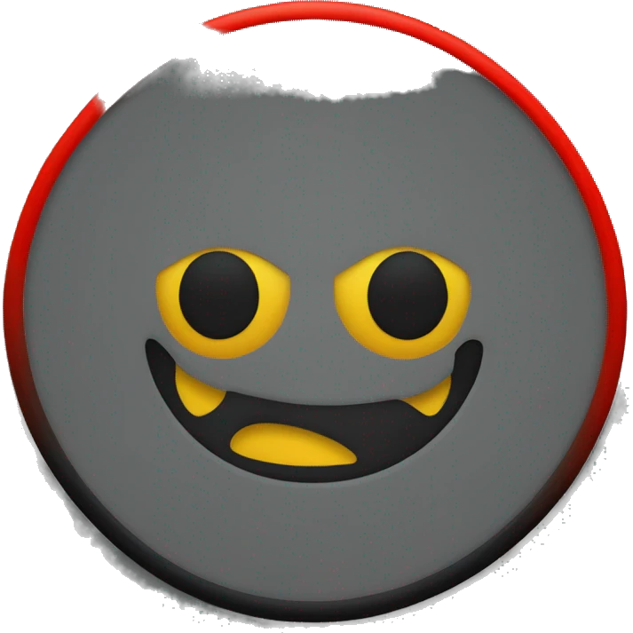 "A black and red rectangle with a medium sized yellow circle in the middle"  emoji