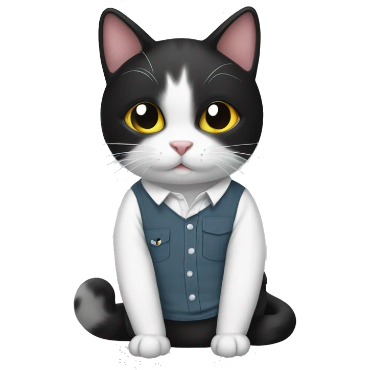 Black and white cat wearing a shirt that says best cat ever emoji