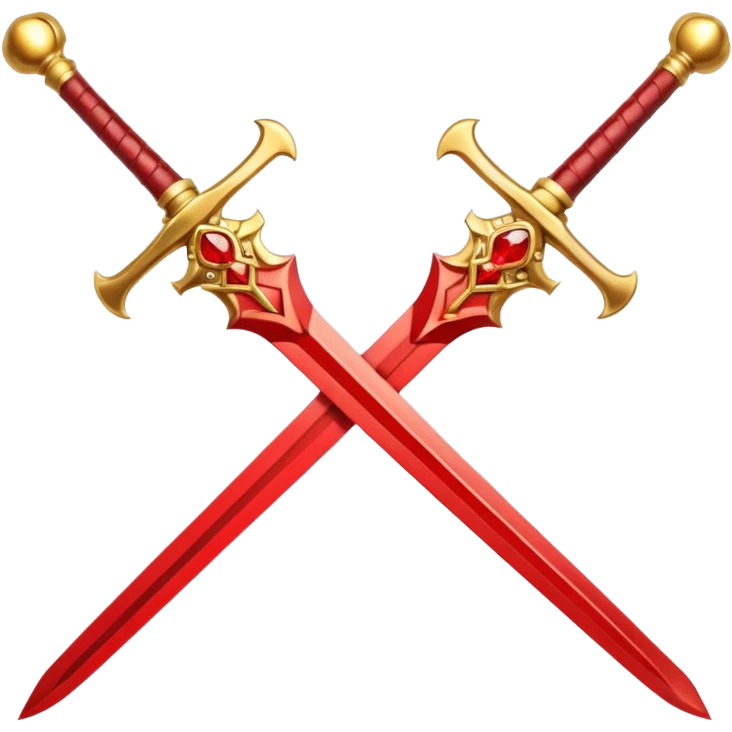 Golden fiery royal two crossed swrods with red gem and golden blade and golden handle emoji