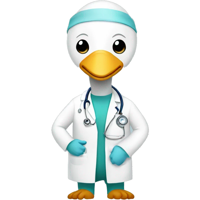 a swan (bird) as a surgeon with a surgical mask and stethoscope  emoji
