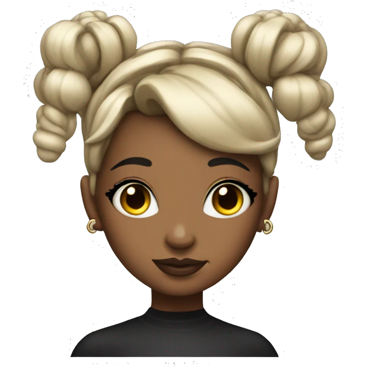 Tattooed girl with space buns and side bang emoji