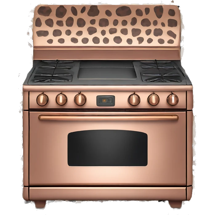 Realistic rose gold stove oven decorated in leopard print pattern. emoji