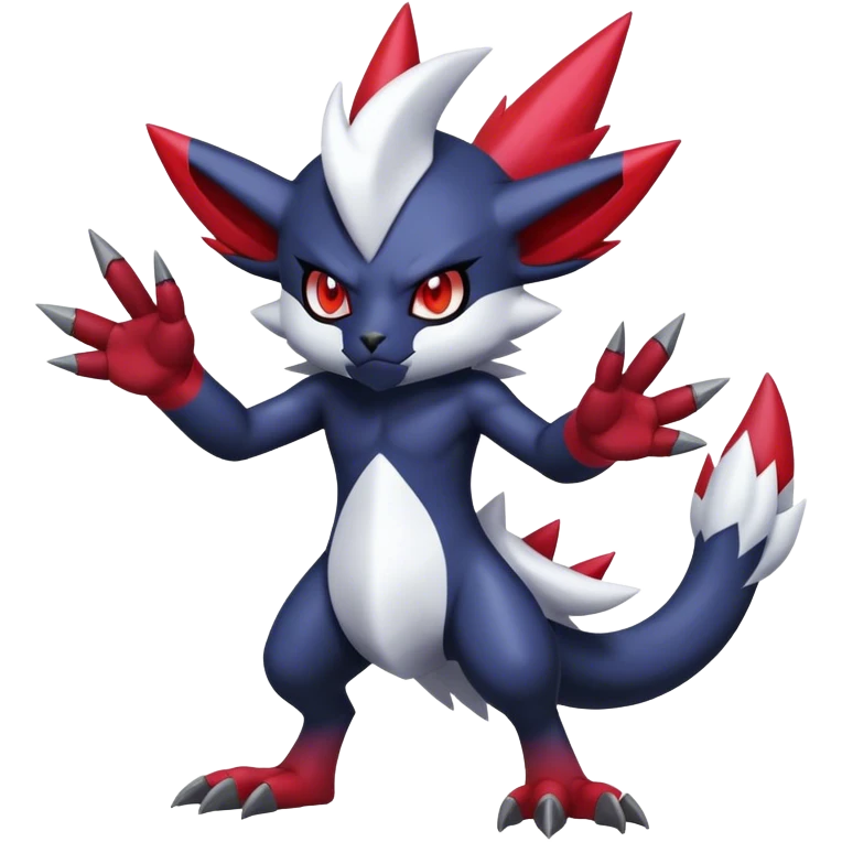 Cool Edgy Shiny Digimon-Weavile-Absol-Zangoose-hybrid full body emoji