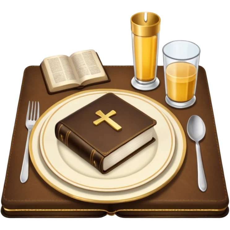 Make a plate of food, with cutlery beside it, and on top of the plate make a Bible. emoji