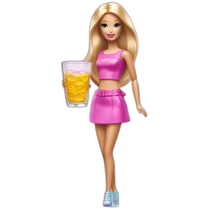 Barbie avec un verre à pied emoji