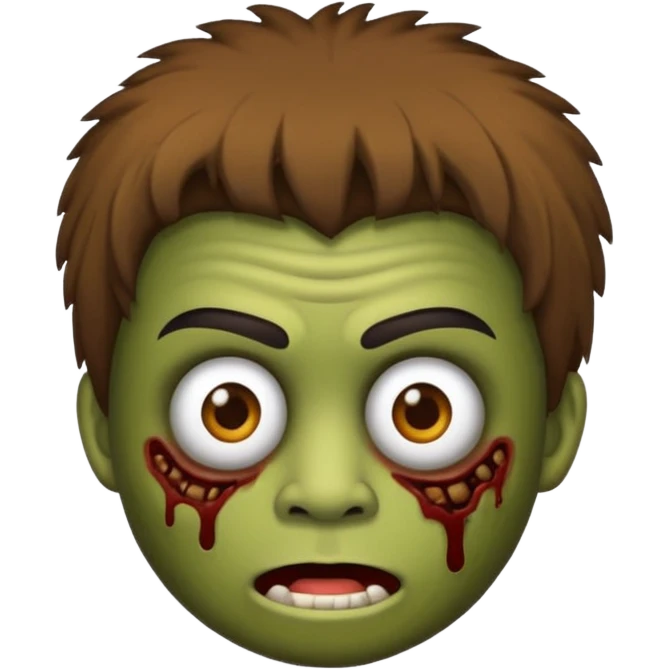 quero um emoji de um menino com pele de zumbi cabelo castanho claro e de franja emoji