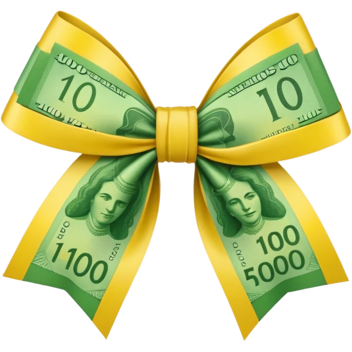 draw australian $100 notes in a bow emoji