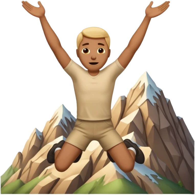 apple style emoji of a man falling head over heels past a mountain, arms and legs flailing emoji