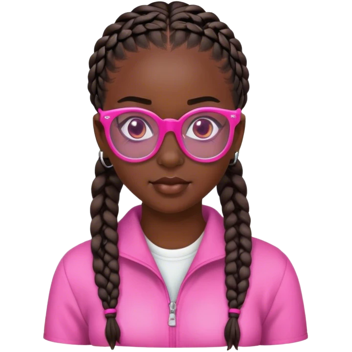 dark skinned girl with pink glasses and cornrows emoji