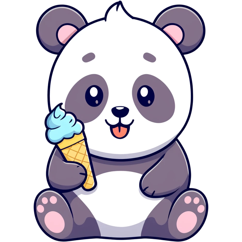 Panda eating ice cream emoji