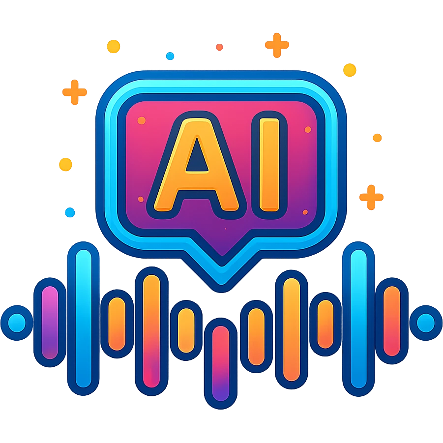AI soundwave symbol, vibrant colors, futuristic, glowing effect, tech style emoji