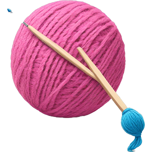 Pink yarn ball with blue crochet hook emoji