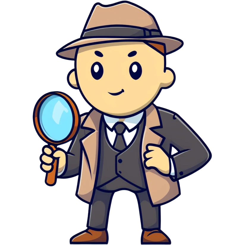 cartoon detective investigating with magnifying glass emoji