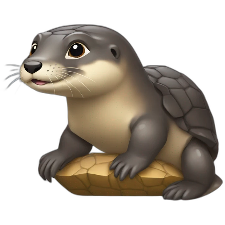 Une loutre sur une tortue emoji