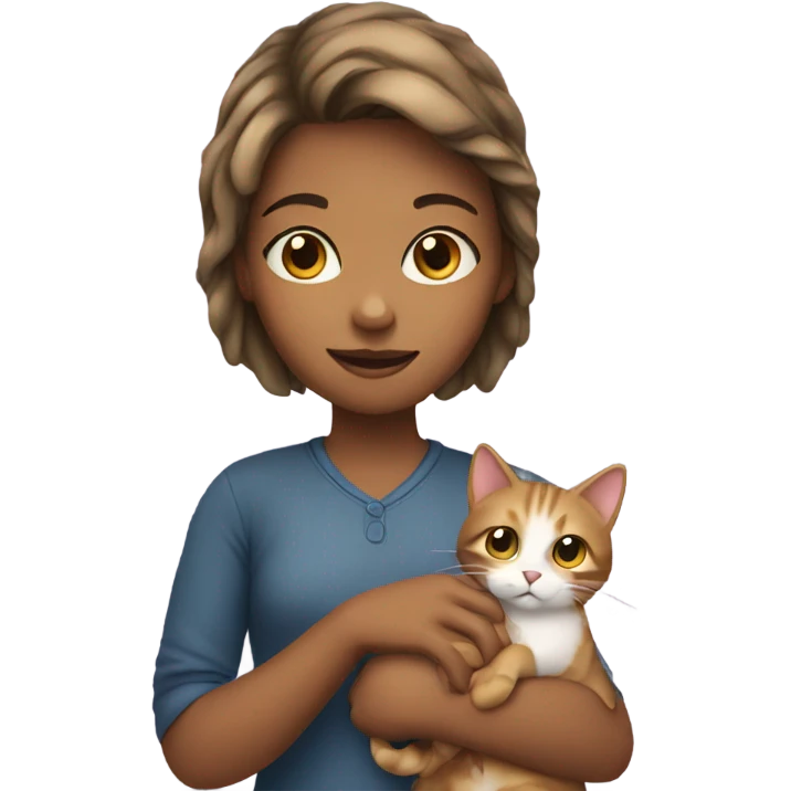 Girl holding a cat emoji