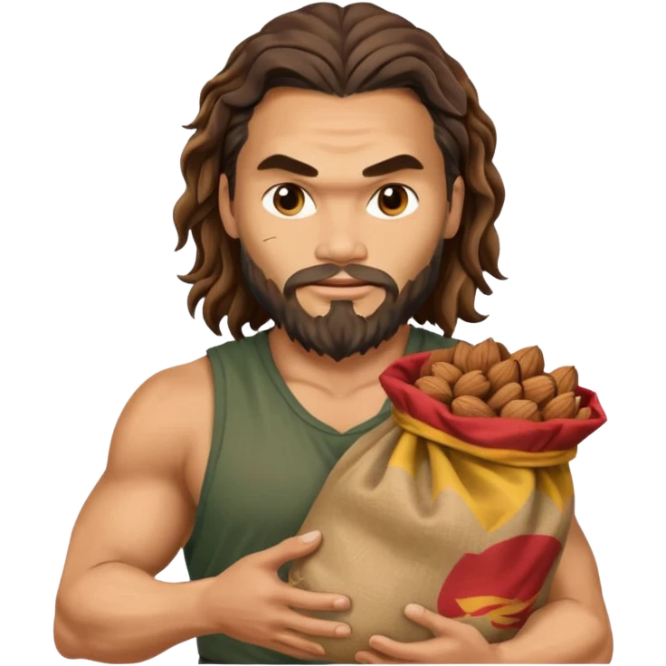 Jason mamoa holding a sack of nuts emoji