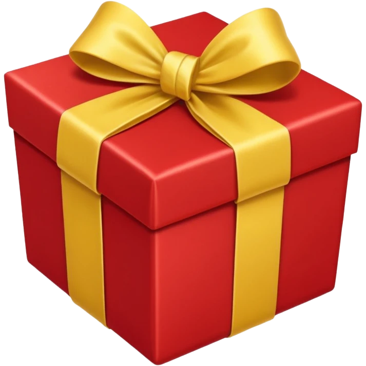 коробка с подарком красного цвета и с желтым бантом emoji