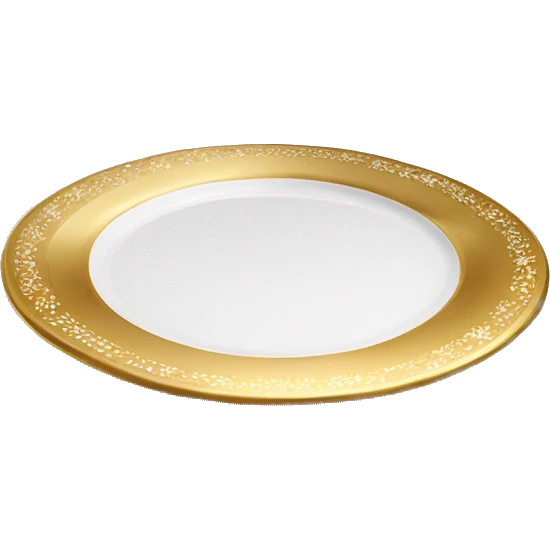 Realistic lying flat empty gold christmas charger plate. emoji
