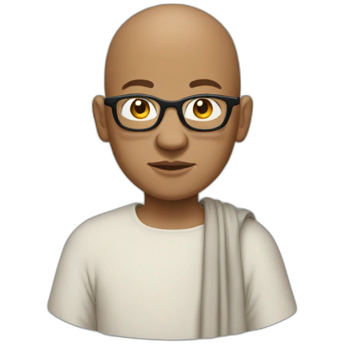monk with bald head and glasses wearing t-shirt emoji