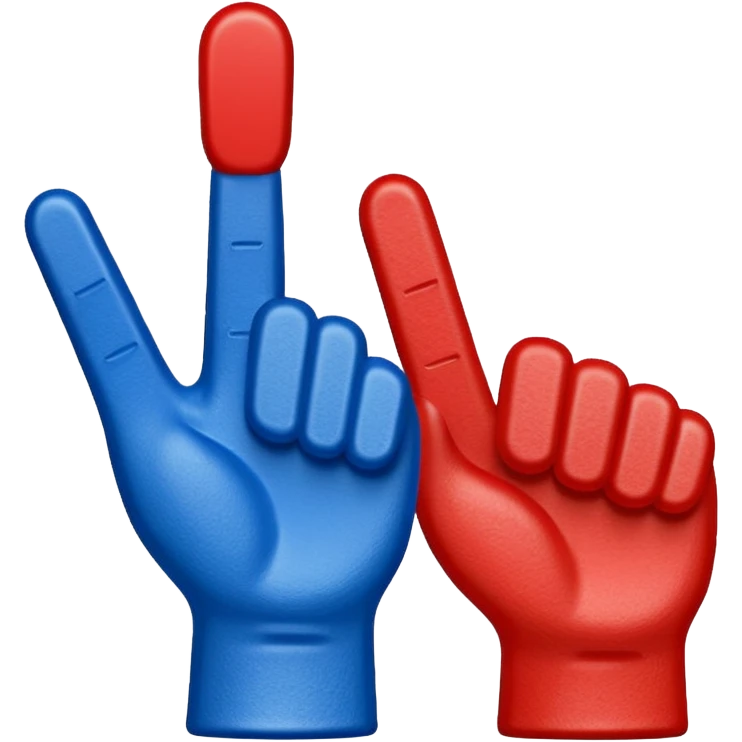 foam 1 finger blue (#00A3E0) and red (#F9423A) emoji