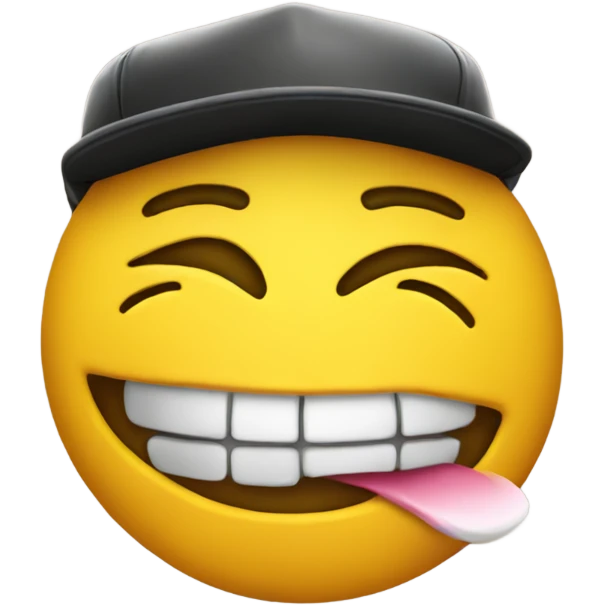 Yellow emoji with a SnapBack hat biting his lip  emoji
