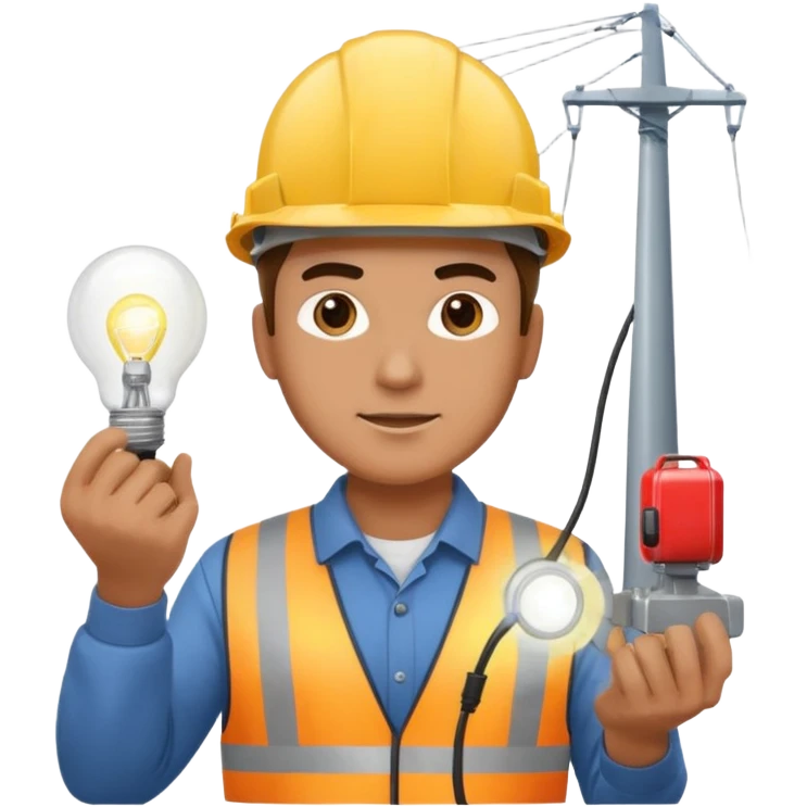Am man Electricity power employer at work with a light emoji