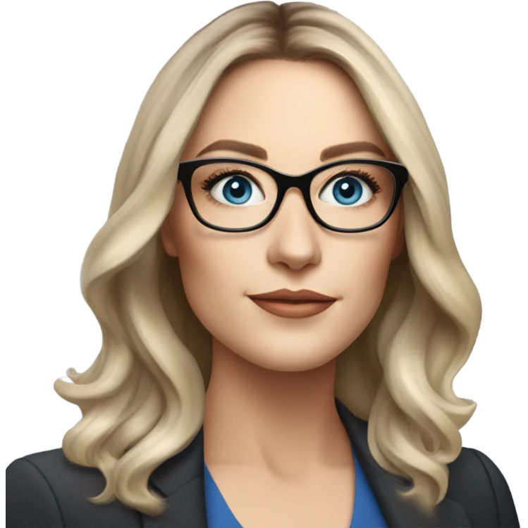 Shoulder length Balayage pale beautiful corporate woman with glasses and blue eyes emoji
