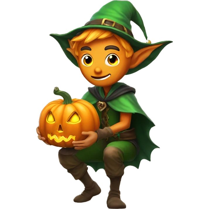 pumkin elf male casting a spell emoji