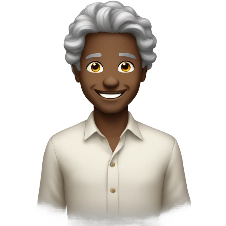 smiling boy portrait meme with long hair like a grandma  emoji