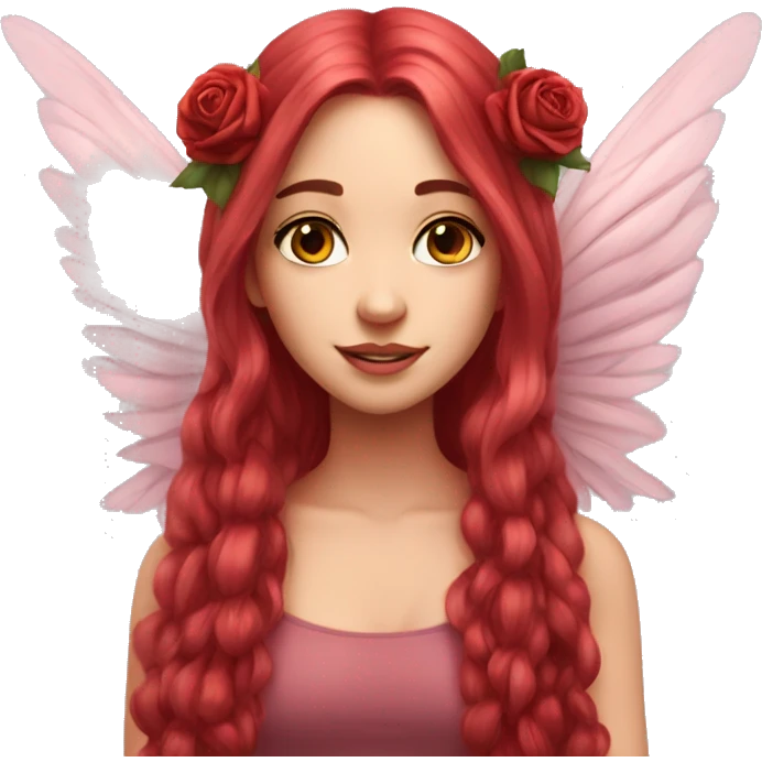 big wings, rose, Beautiful, fairy, red, long hair emoji