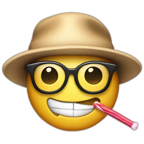 nerd emoji with propeller-hat holding a lollipop emoji