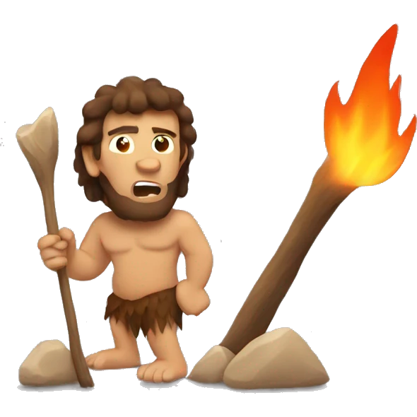 caveman make fire with stick emoji