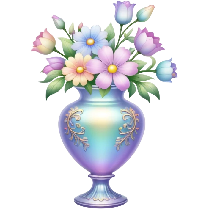 Iridescent vase with pastel flowers emoji